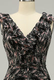 Vestido Dama de Honor Cuello en V Negro