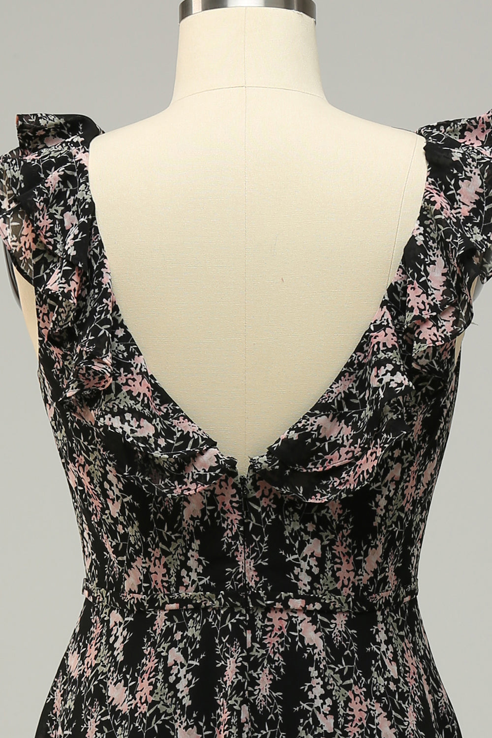 Vestido Dama de Honor Cuello en V Negro