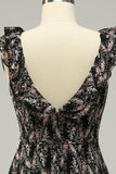 Vestido Dama de Honor Cuello en V Negro