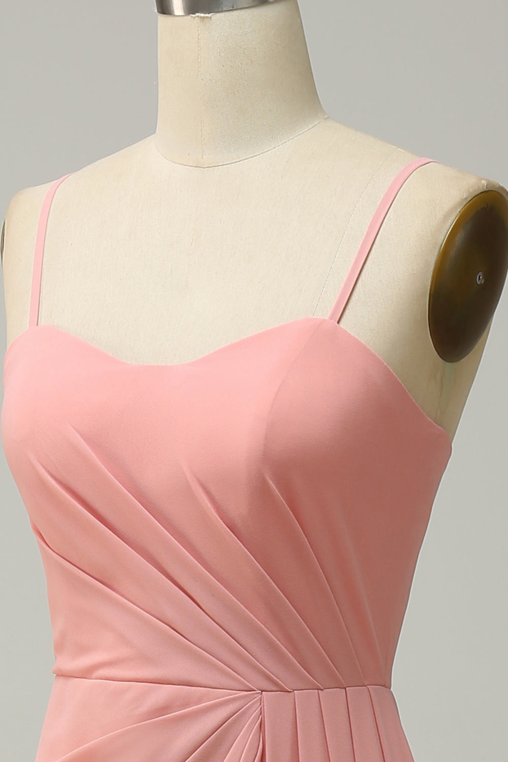 A Línea Correas de Espagueti Rosa Vestido de Dama de Honor