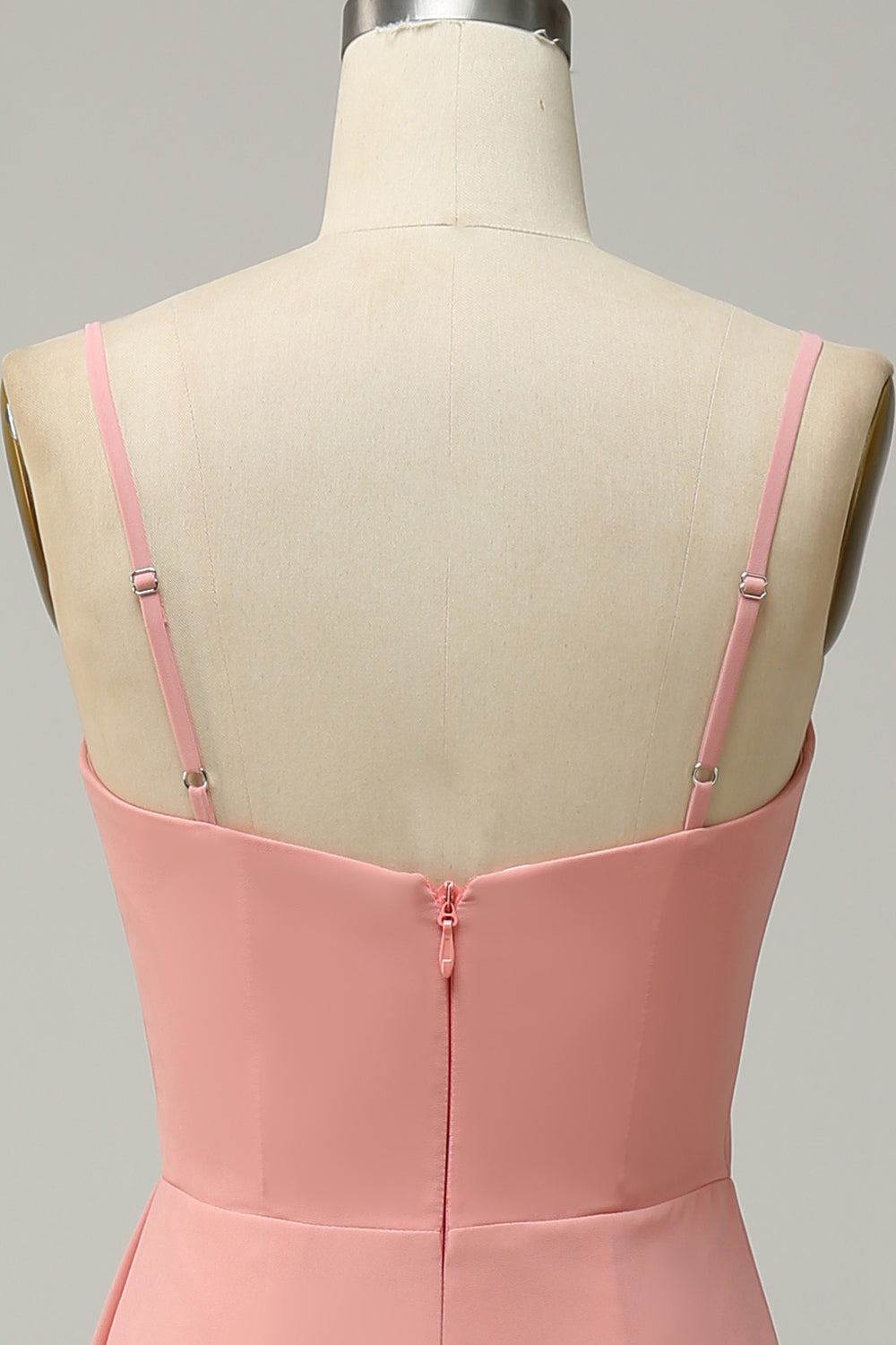 A Línea Correas de Espagueti Rosa Vestido de Dama de Honor