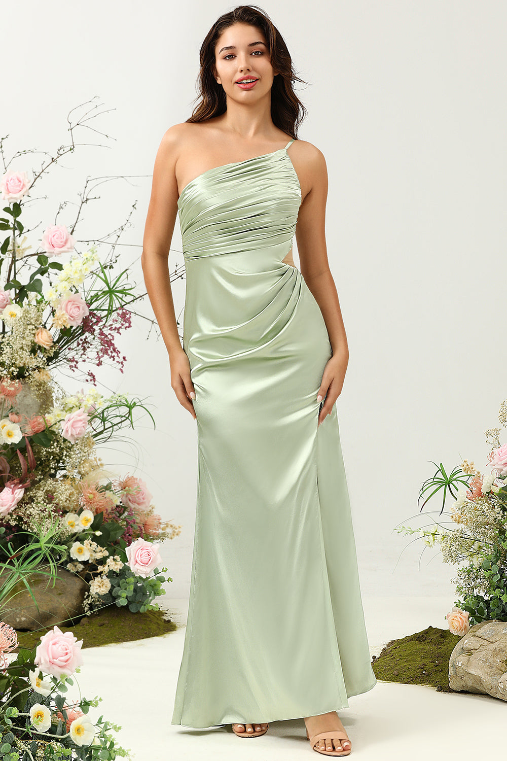 Un Hombro Vestido Invitada Boda Sabio