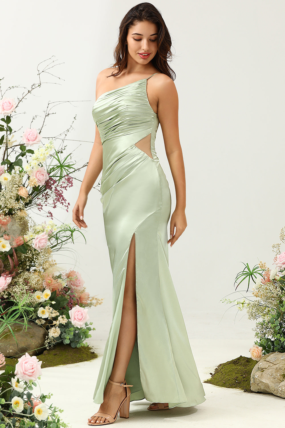 Un Hombro Vestido Invitada Boda Sabio
