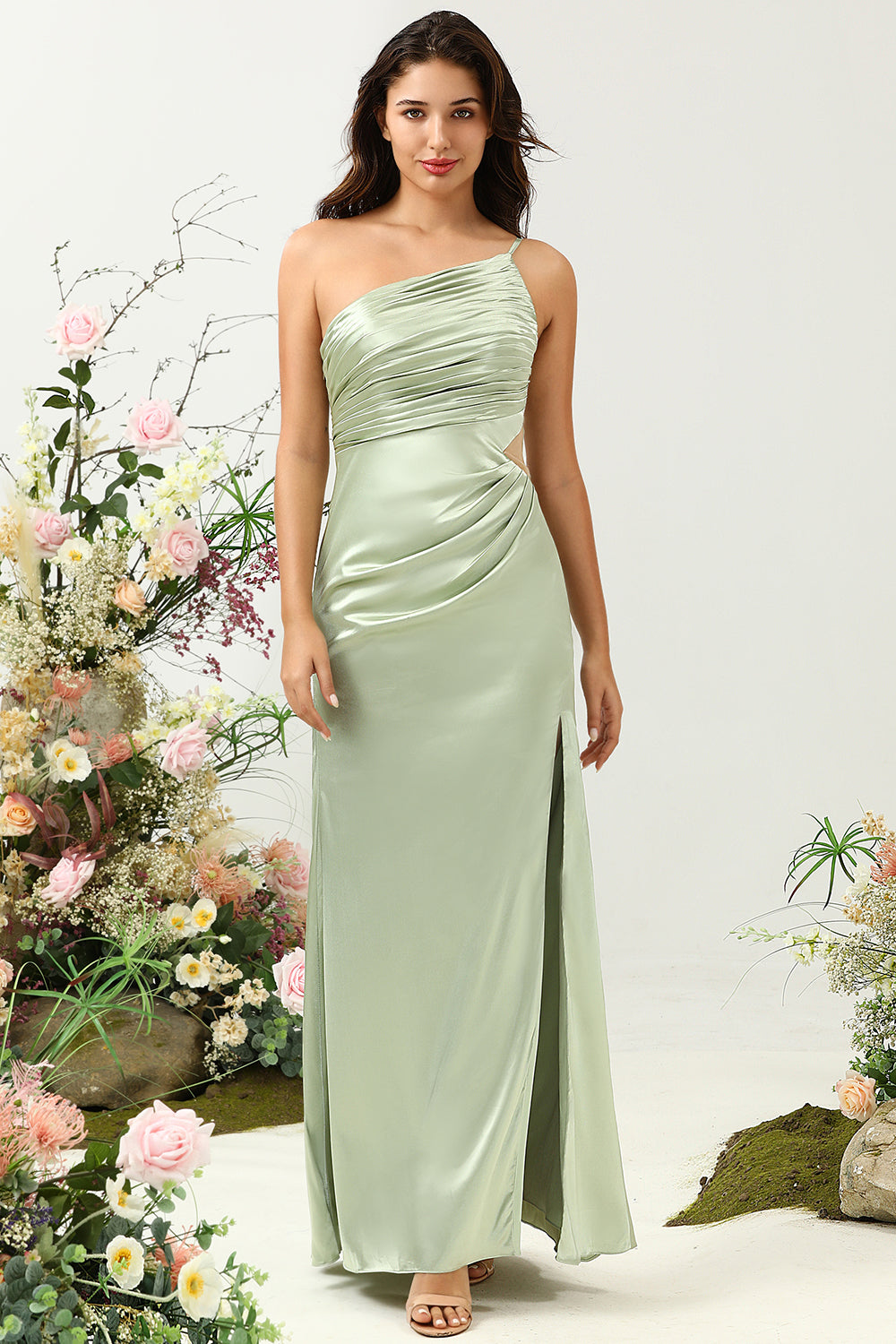 Un Hombro Vestido Invitada Boda Sabio