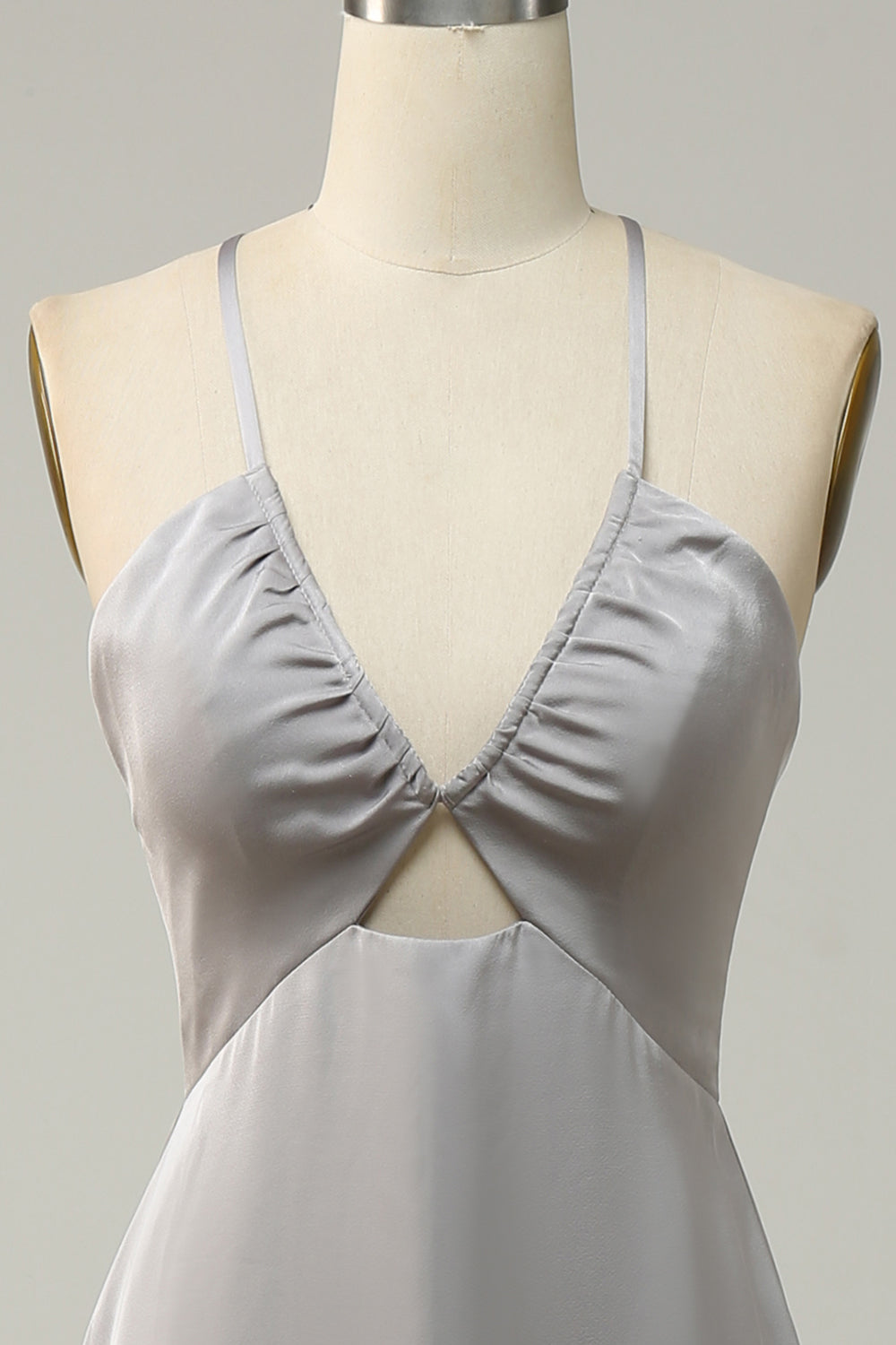 Correas de Espagueti Sirena Gris Vestido de Dama de Honor