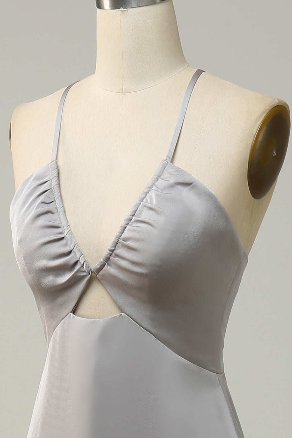 Correas de Espagueti Sirena Gris Vestido de Dama de Honor