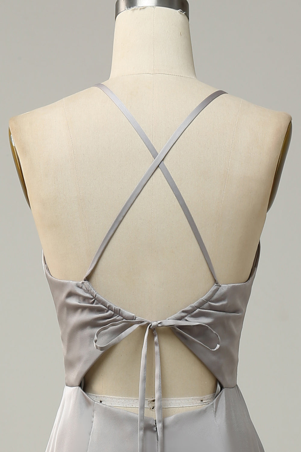 Correas de Espagueti Sirena Gris Vestido de Dama de Honor