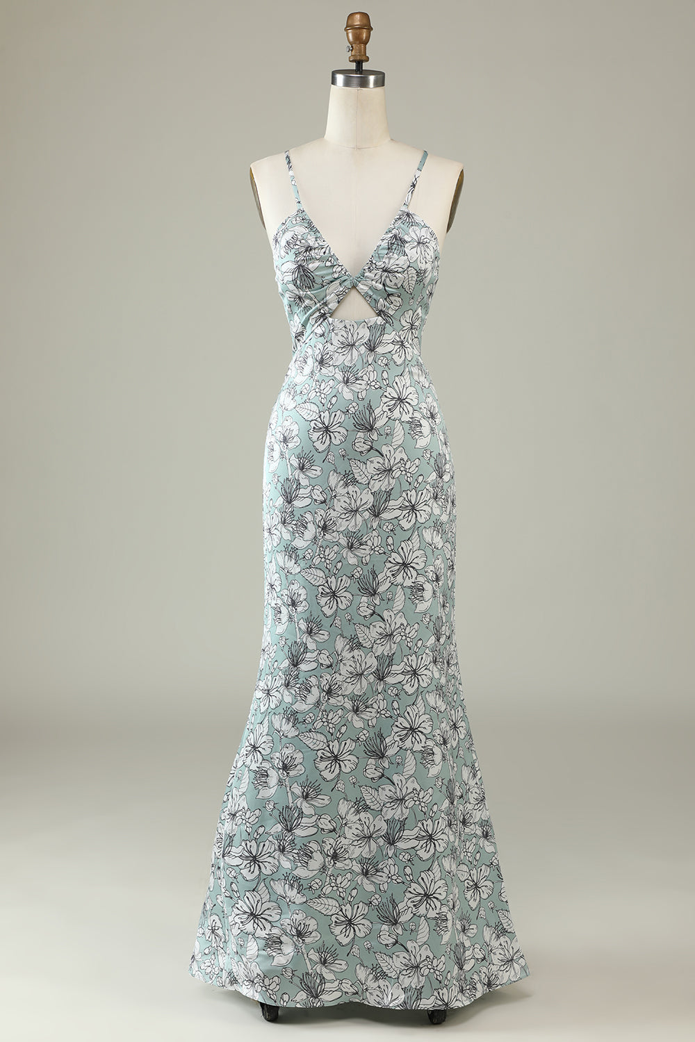 Sirena gris Vestido de dama de honor largo abierto