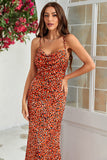 Sirena Naranja Sin Espalda Vestido Invitada Boda Estampado