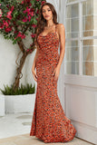 Sirena Naranja Sin Espalda Vestido Invitada Boda Estampado