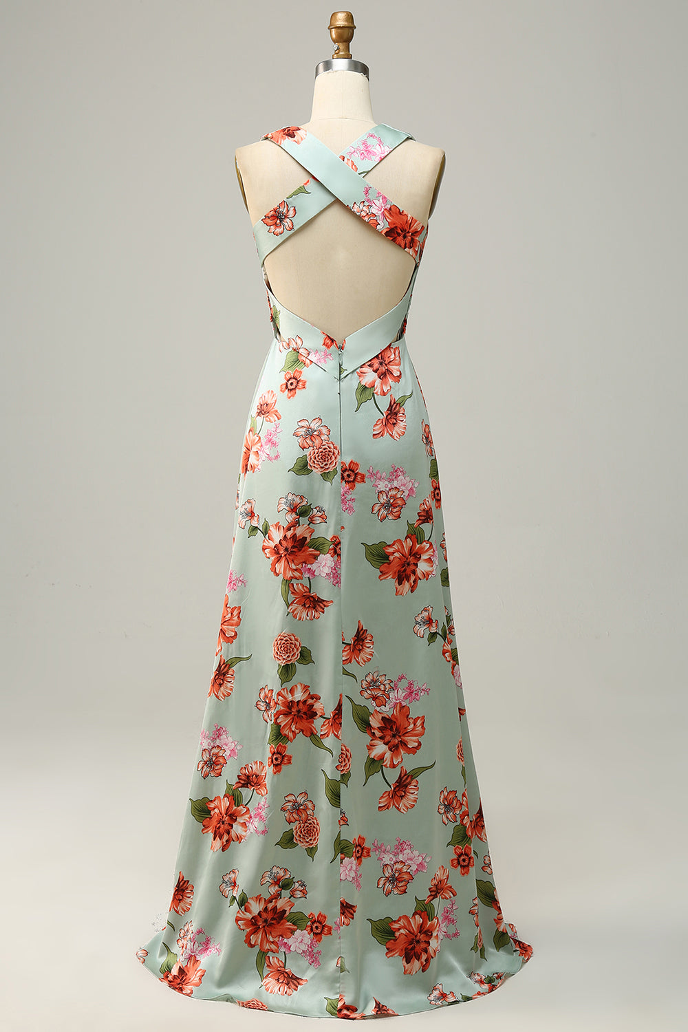Verde Halter Sin Mangas A Línea Vestido de Dama de Honor