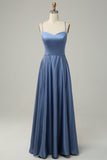 Gris Azul Halter A Línea Vestido de Dama de Honor