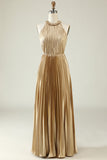 Halter Dorado Vestido de Dama de Honor