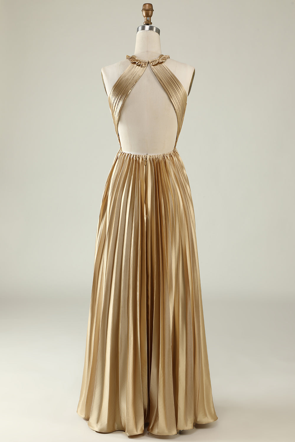 Halter Dorado Vestido de Dama de Honor