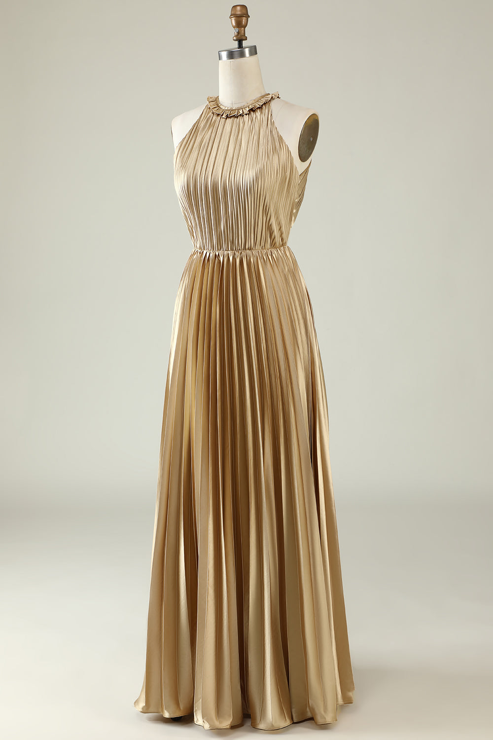 Halter Dorado Vestido de Dama de Honor