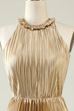 Halter Dorado Vestido de Dama de Honor