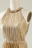 Halter Dorado Vestido de Dama de Honor