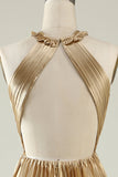 Halter Dorado Vestido de Dama de Honor