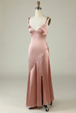 Vestido de Dama de Honor Asimétrico Rosa