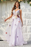 A Línea V Cuello Vestido Largo de Graduación Con Espalda Abierta