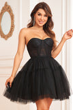 A-Línea Negro Mangas Largas Vestido de Cóctel