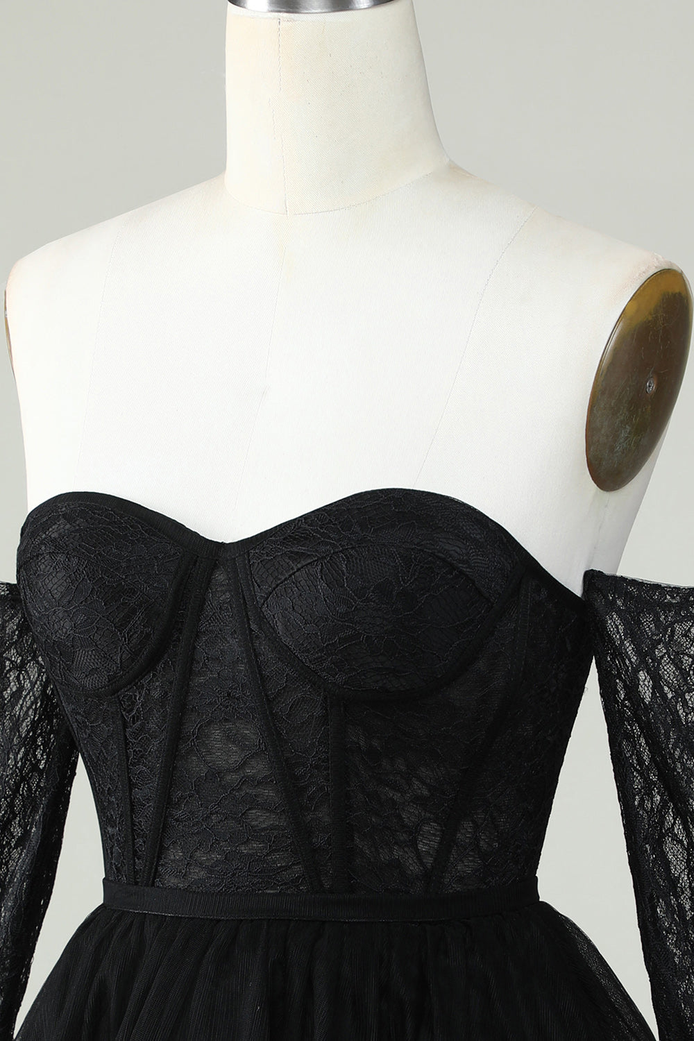 Una línea fuera del hombro Corsé púrpura Vestido de bienvenida con mangas largas