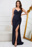 Vestido de Fiesta Azul Marino Sin Mangas