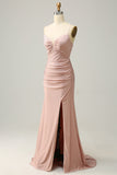 Sirena Tirantes de Espagueti Rosa Vestido de Fiesta