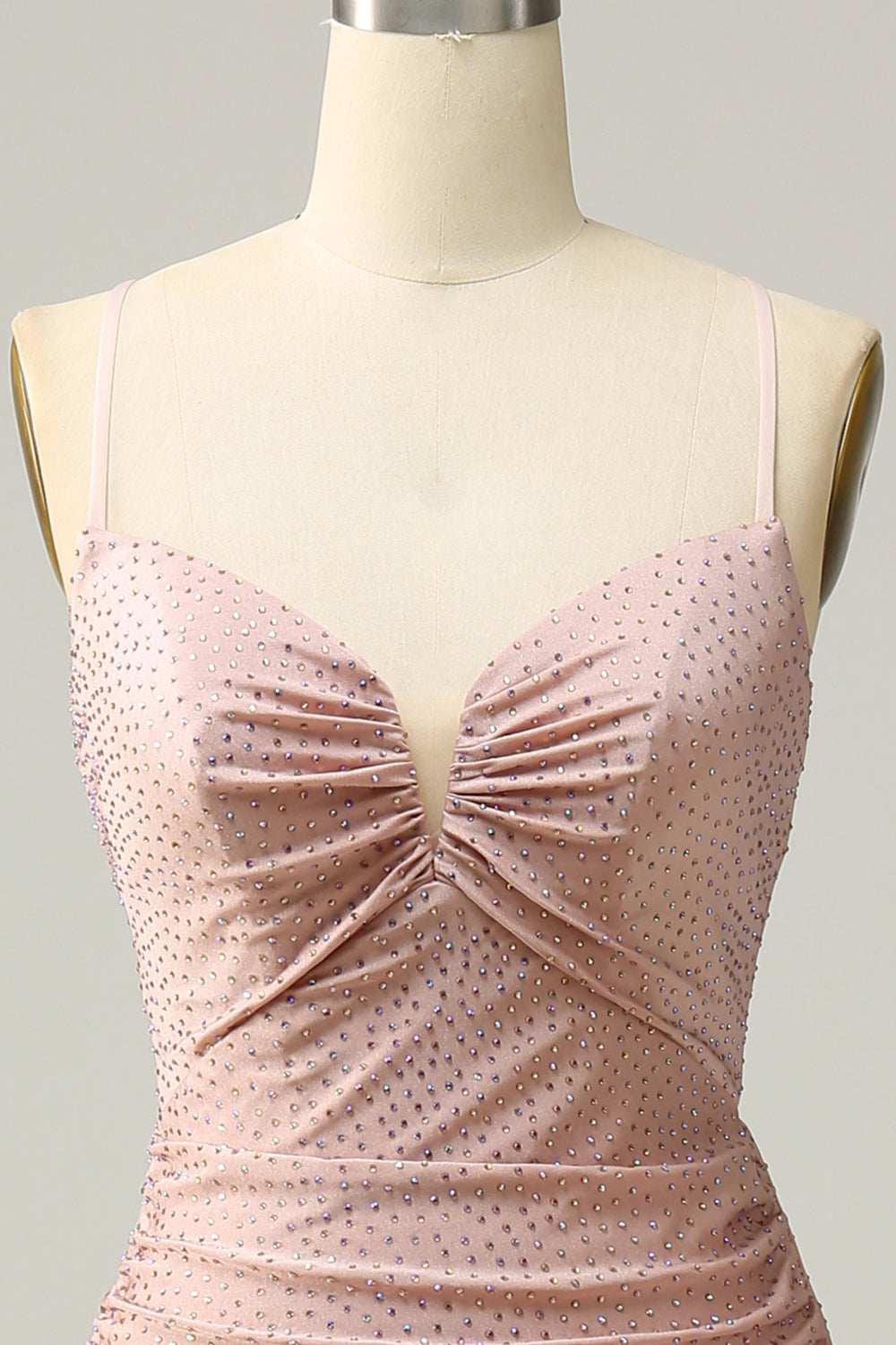 Sirena Tirantes de Espagueti Rosa Vestido de Fiesta