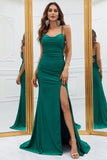 Sirena Tirantes de Espagueti Vestido de Fiesta Verde Oscuro