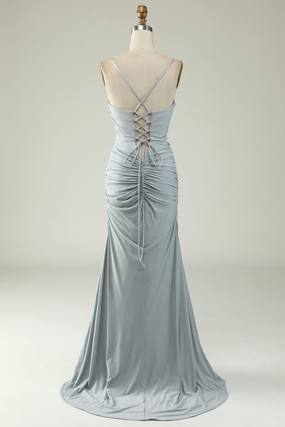 Tirantes de Espagueti Gris Vestido de Fiesta