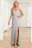 Tirantes de Espagueti Gris Vestido de Fiesta
