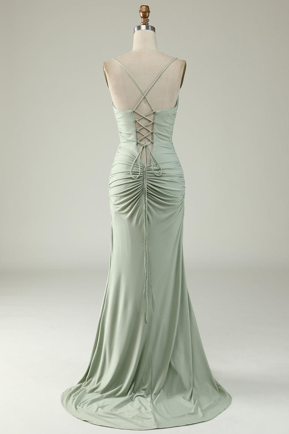 Sirena Tirantes de Espagueti Gris Vestido de Fiesta