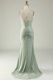 Sirena Tirantes de Espagueti Gris Vestido de Fiesta