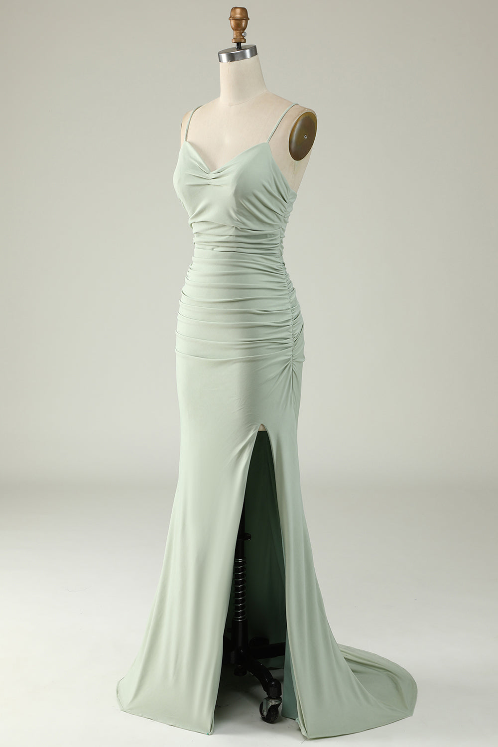 Tirantes de Espagueti Gris Vestido de Fiesta