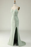 Sirena Tirantes de Espagueti Gris Vestido de Fiesta
