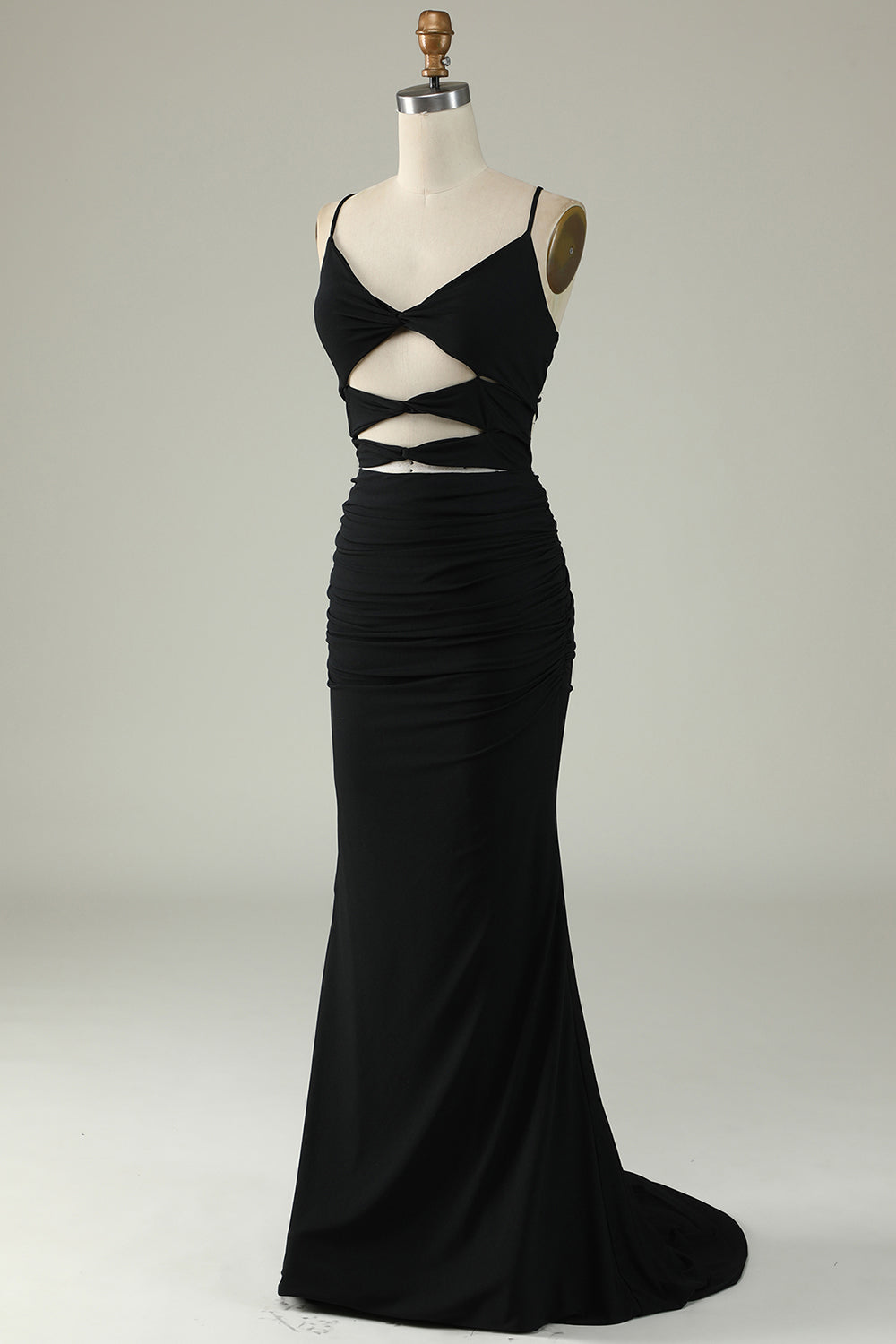 Sirena Tirantes de Espagueti Negro Vestido de Fiesta