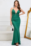 Verde Escuro Vestido de Fiesta Sin Mangas