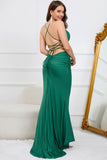 Verde Escuro Vestido de Fiesta Sin Mangas