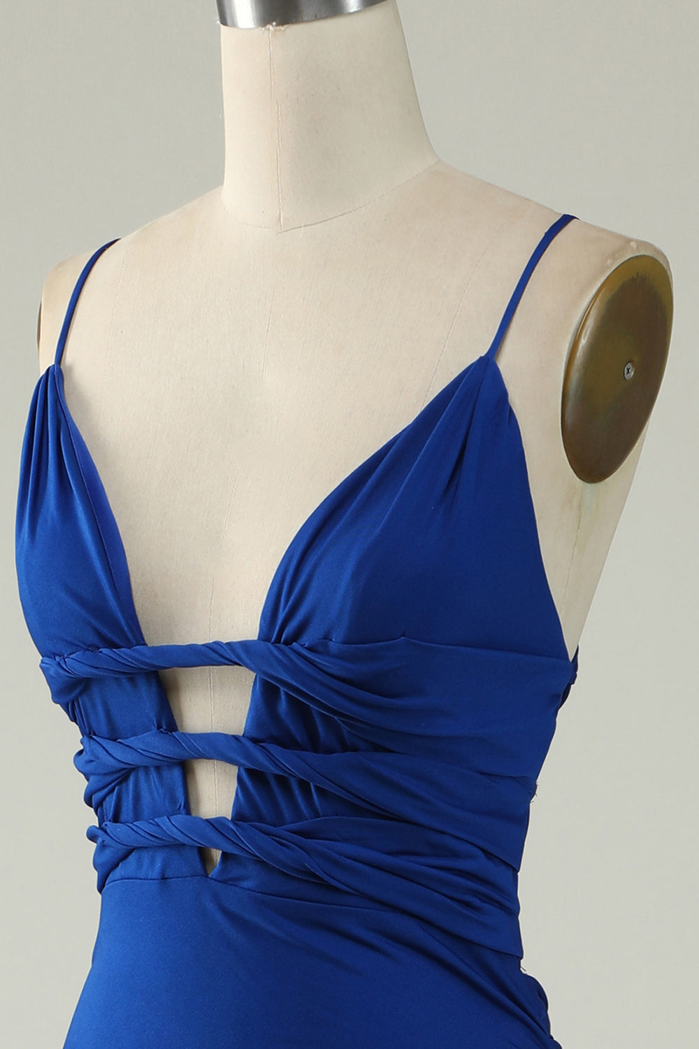 Sirena Tirantes de Espagueti Azul Real Vestido de Fiesta