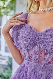 A Línea Fuera del Hombro Flor Rojo Marfil Estampado Vestido de Cocktail