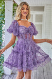 Off the Shoulder A Line Printed Lindo vestido de bienvenida
