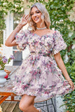 Off the Shoulder A Line Printed Lindo vestido de bienvenida