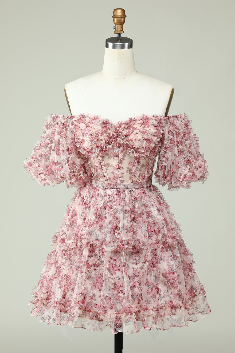Vestido de bienvenida Off the Shoulder con estampado floral