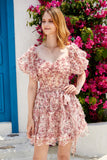 Off the Shoulder A Line Printed Lindo vestido de bienvenida