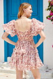 Off the Shoulder A Line Printed Lindo vestido de bienvenida