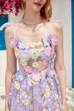 Vestido de bienvenida de corsé lindo púrpura con flores en 3D
