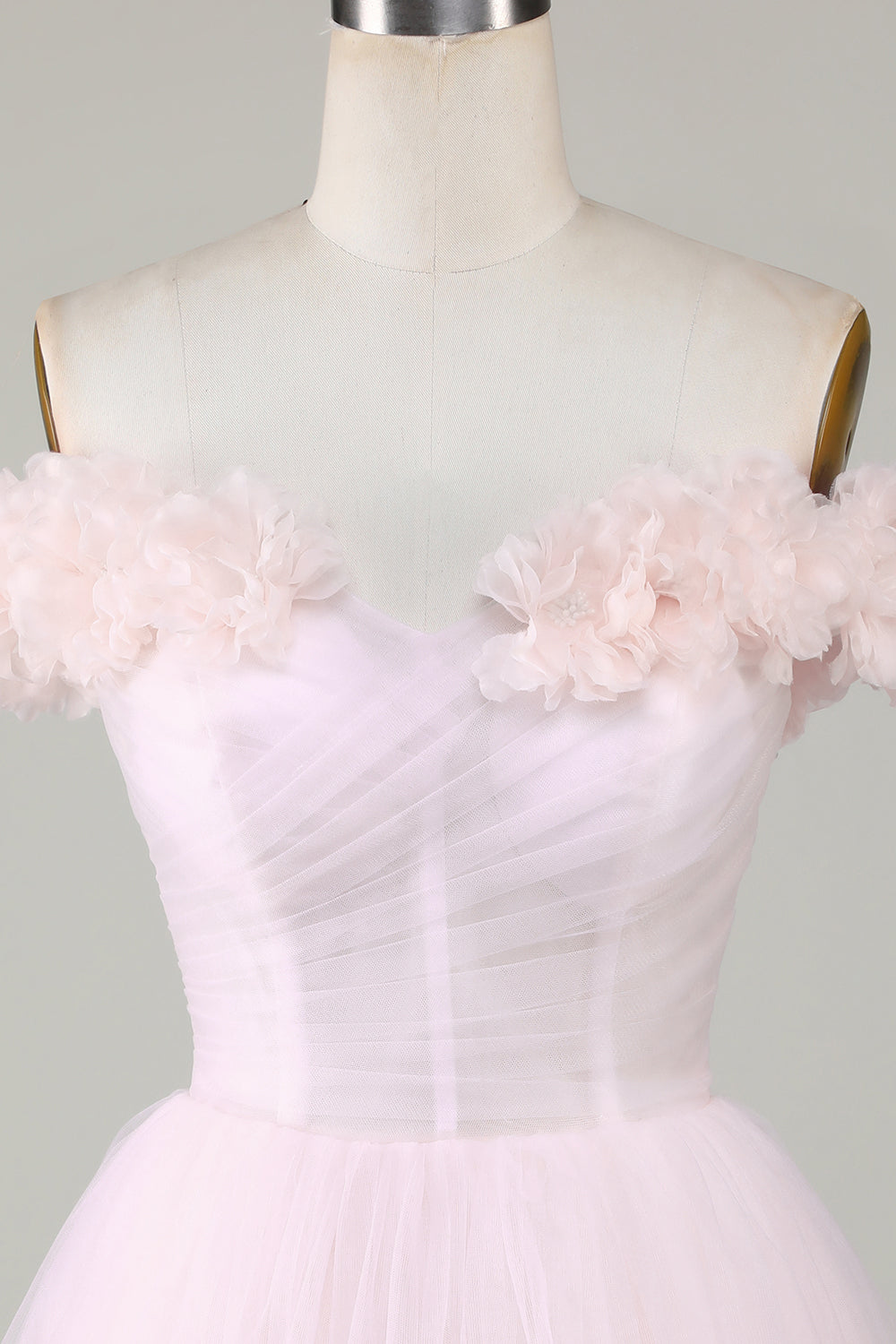 Vestido Corto de Cóctel Con Flores Rosa