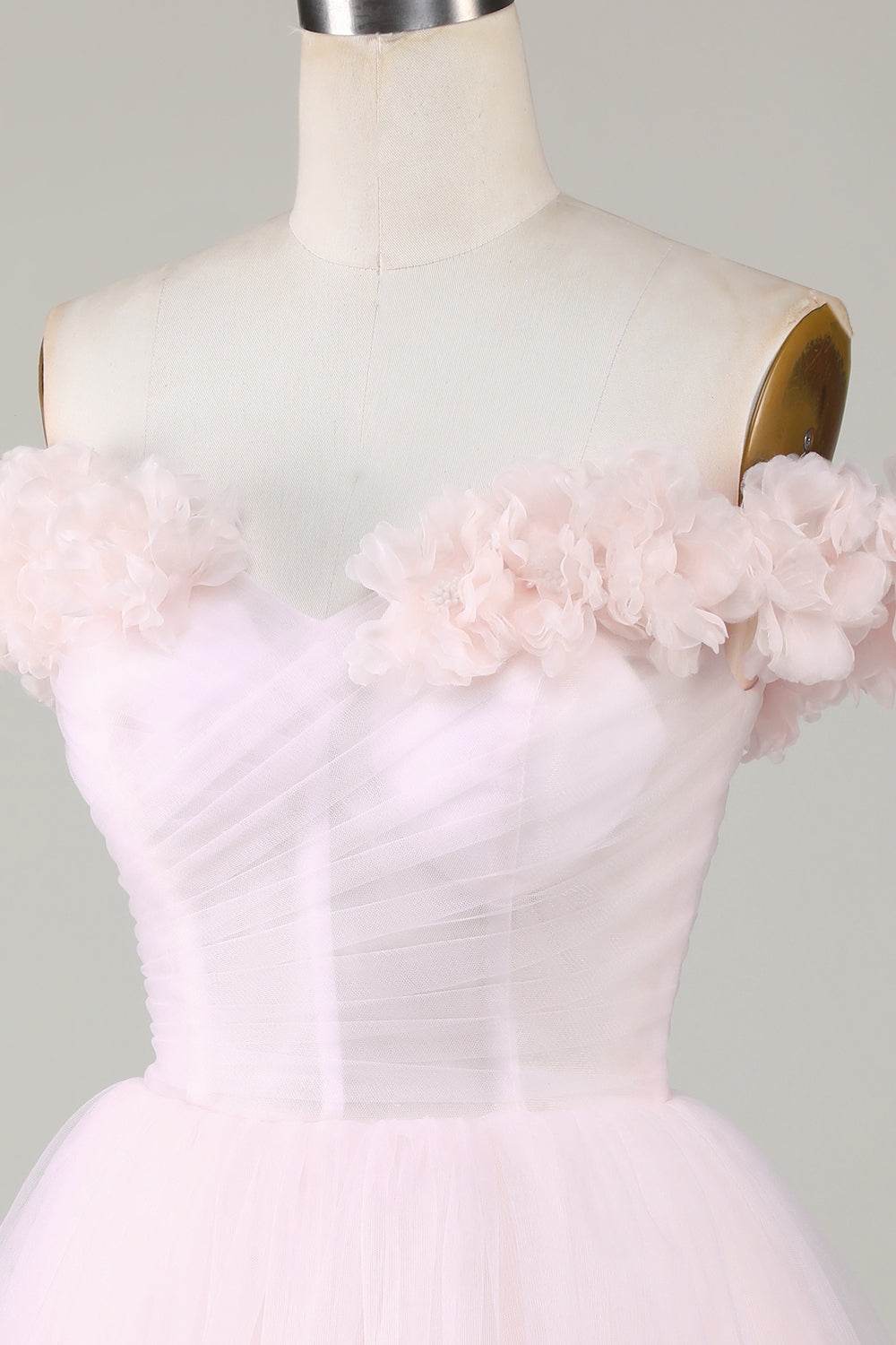 Vestido Corto de Cóctel Con Flores Rosa