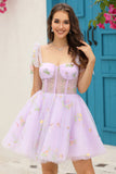 Lavanda Vestido Corto de Cóctel